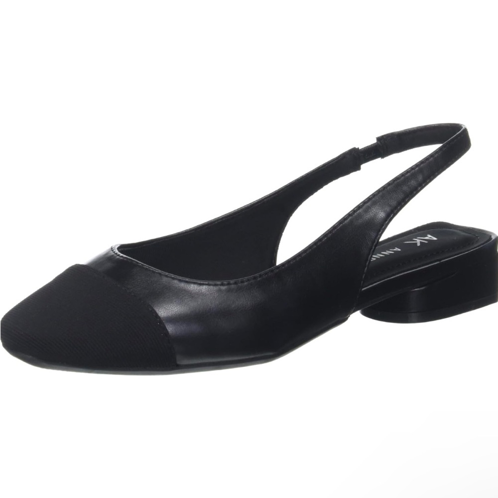 Anne Klein Chaya Slingback Flats NEW size 6.5 black leather
